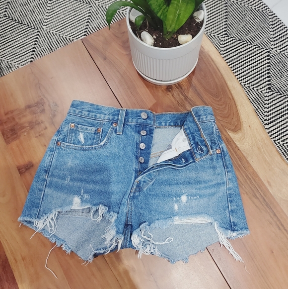 Levi's × Revolve Oxnard Athens High Rise Frayed Shorts - Picture 4 of 10